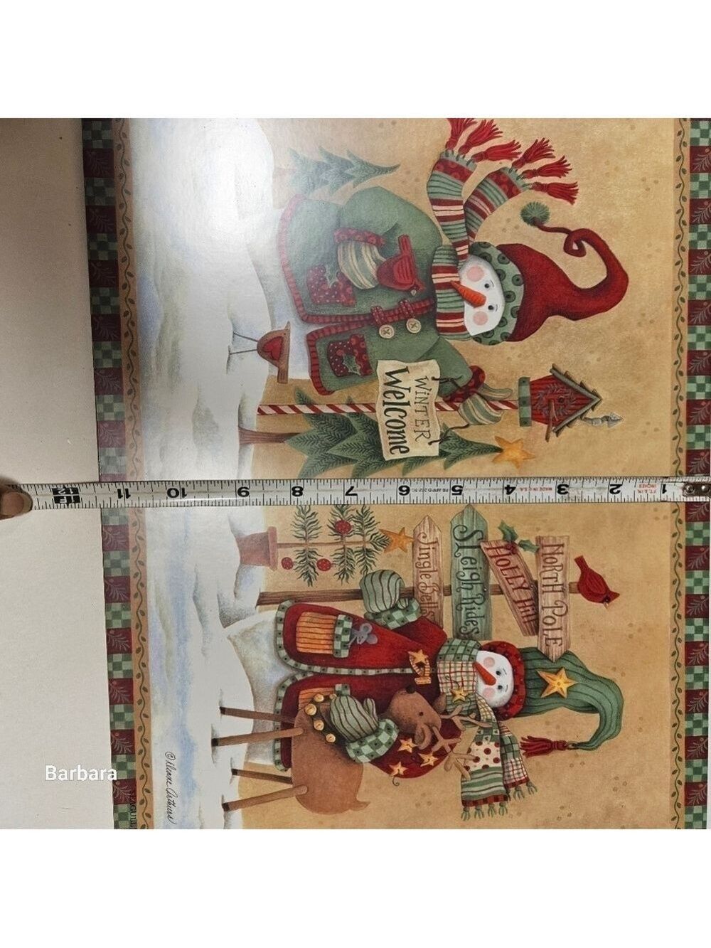 Vintage 5-Piece Set Christmas Snowmen Cork Backing Placemats - Picture 5 of 5